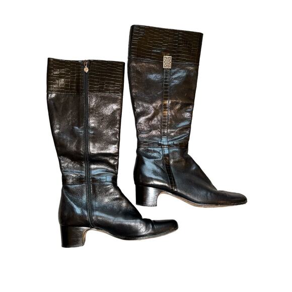 BRIGHTON TORCH GWEN BOOTS designer‎ fashion leather boots size Medium 10 Black - Picture 1 of 15